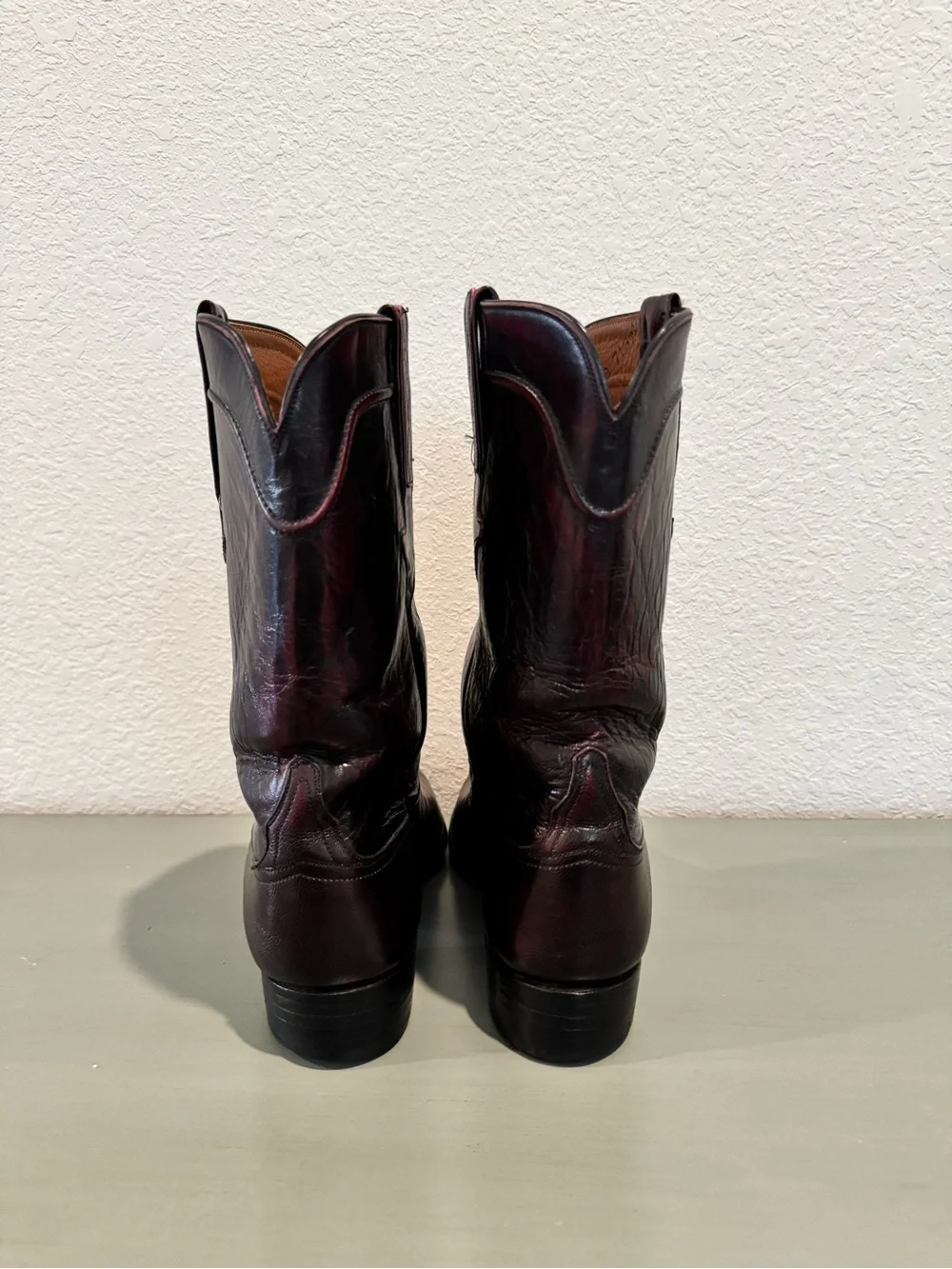 Lucchese Black Cherry Leather Western Boots Size 9.5 C